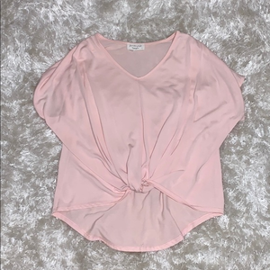 PINK flowy t shirt super comfy ties in front